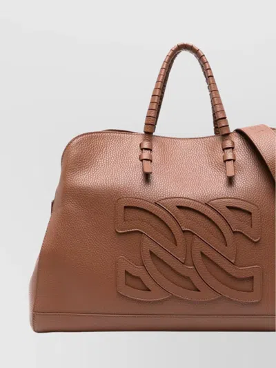 Casadei Avenue Park Leather Tote Bag In Brown