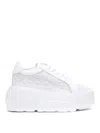 Casadei White Platform Sneakers Interwoven Design In Polyurethane Woman In Blanco
