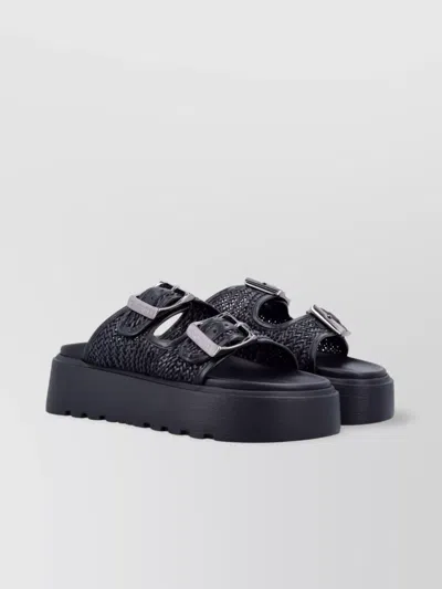 CASADEI BACKLESS PLATFORM SANDAL TEXTURED SOLE