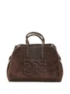 Casadei Park Avenue Double Handle Bag In Cocoa Suede