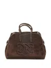 Casadei Park Avenue Double Handle Bag In Cocoa Suede In Brown
