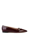 Casadei 'cleo' Shiny Leather Ballet Flats In Rojo Oscuro