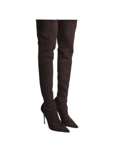 Casadei Balde Point-toe Over-the-knee Boots In Animal Print