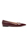 Casadei 'cleo' Shiny Leather Ballet Flats In Brown