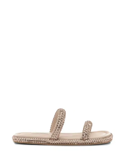 Casadei Sandals Embellished Straps Flat Sole Open Toe In Gold
