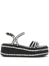 Casadei Beaded Heeled Sandals In Multi