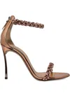 Casadei Beaded Heeled Sandals In Brown