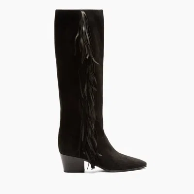 Casadei Beat Fringe Suede High Boots - Woman High Boots Black 41 In Black