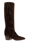 Casadei Fringed Suede Boots In Brown