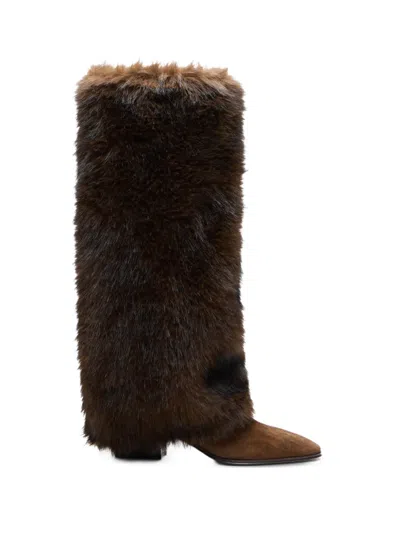 Casadei Beat Sub Zero Faux-fur Boots In Brown
