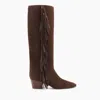 Casadei Fringed Suede Boots In Cocoa
