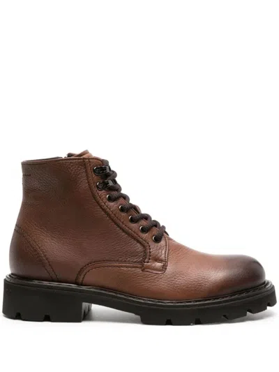 Casadei Beatles Anticato Booties In Brown