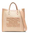 Casadei Beauriva Raffia And Leather Tote Bag In Beis