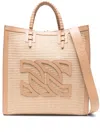 Casadei Beauriva Raffia And Leather Tote Bag In Brown