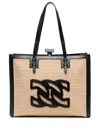 Casadei Rectangular Woven Texture Tote Bags In Black
