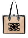 Casadei Rectangular Woven Texture Tote Bags In Black