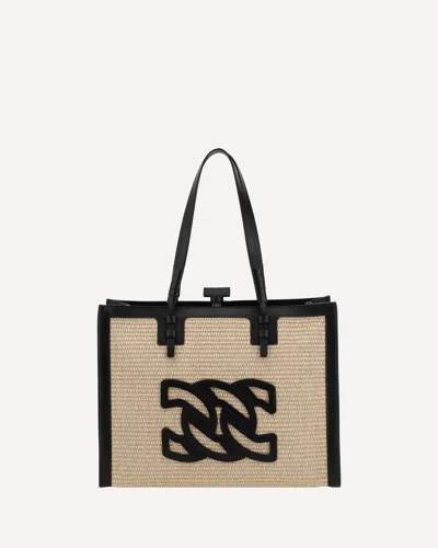 Casadei Beaurivage Tote Bag In Naturale/nero