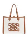 Casadei Women's Canvas And Leather Tote Bag In Leather Brown