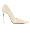 Casadei Cream Leather Pumps With Silver Blade Heel In Beige