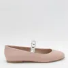 Casadei Leather Ballet Flats With Crystal Embellished Strap