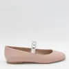Casadei Leather Ballet Flats With Crystal Embellished Strap