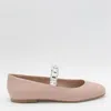 Casadei Leather Ballet Flats With Crystal Embellished Strap In Minou