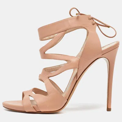 Casadei Beige Leather Open Toe Strappy Sandals In Multi
