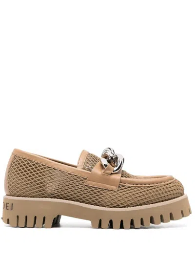 Casadei Beige Mesh Loafers In Multi