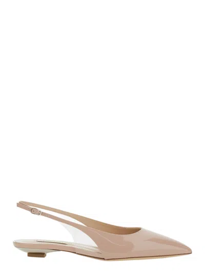Casadei Beige Slingback Ballet Flats In Sand