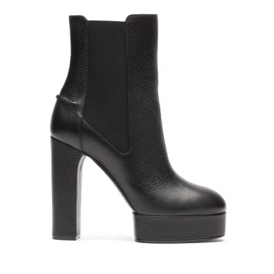 Casadei High Block-heel Leather Boots In Black