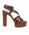 Casadei Geometric Strappy Platform Sandals In Brown