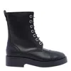 Casadei Leather Combat Boots In Black