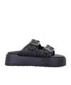Casadei Backless Platform Sandal Textured Sole In Black