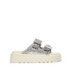 Casadei Birky Ale Platform Slides In Silver And Milk