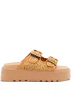 Casadei Birky Ale Woven Platform Sandals In Brown