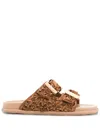 Casadei Birky Buckle-strap Slides In Brown