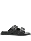 Casadei Perforated Rubber Sole Sandals With Round Toe In Black