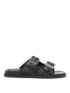 Casadei Perforated Rubber Sole Sandals With Round Toe In Black