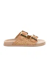 Casadei Birky Woven Double-buckle Sandals In Brown