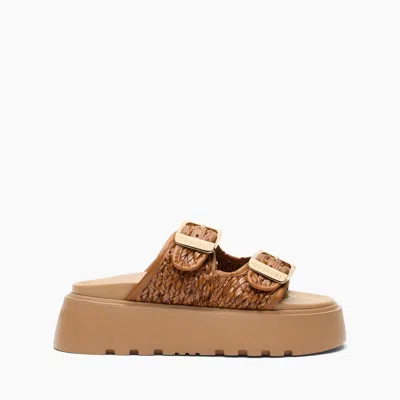 Casadei Platform Sandals Woven Straps Open Toe Ridged In Brown