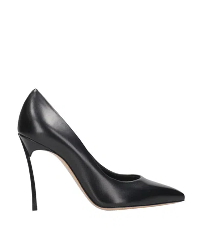 Casadei Julia Leather Pumps Toe Stiletto Heel In Black