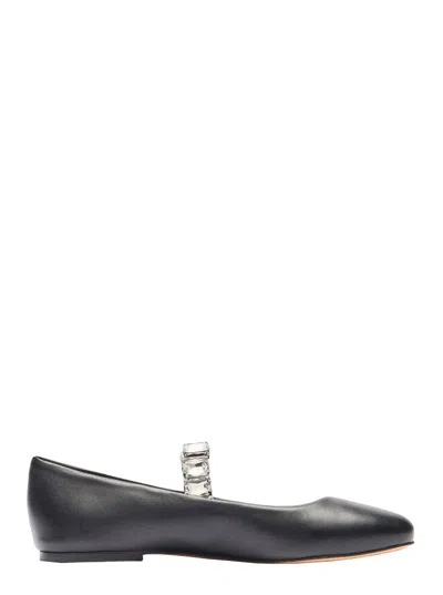 Casadei Black Ballet Shoes With Crystal Embellishments