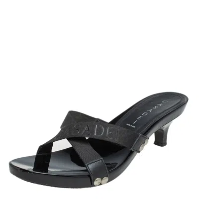 Casadei Black Fabric Studded Slide Sandals