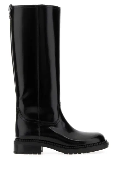 CASADEI BLACK LEATHER BOOTS