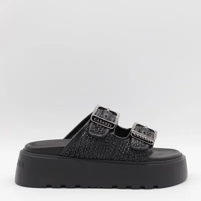 CASADEI BLACK LEATHER FLATS
