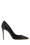 Casadei Black Leather Heels In Black