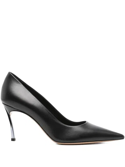 Casadei Black Leather Heels