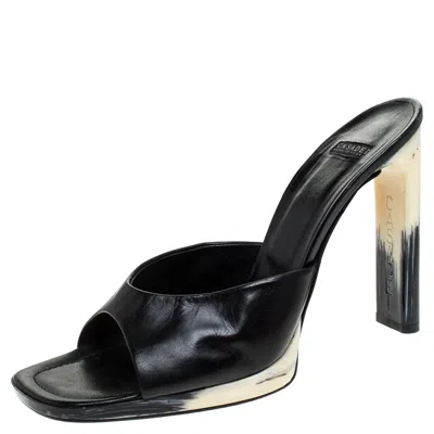 Casadei Black Leather Open Toe Sandals