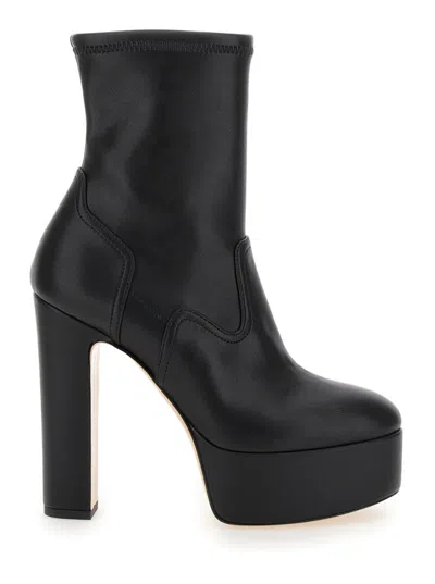 Casadei Black Leather Platform Boots