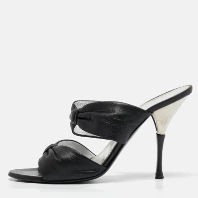 Casadei Black Leather Slide Sandals